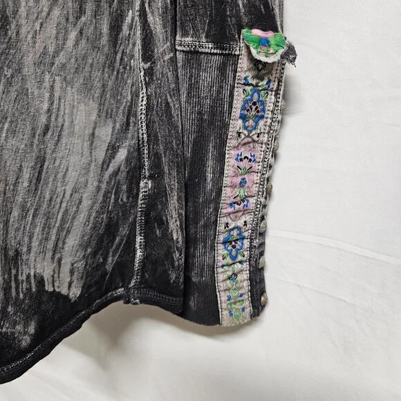 Aratta Silent Journey Women Size M Boho Popover Top Tunic Embroidery Acid Washed - Picture 10 of 14